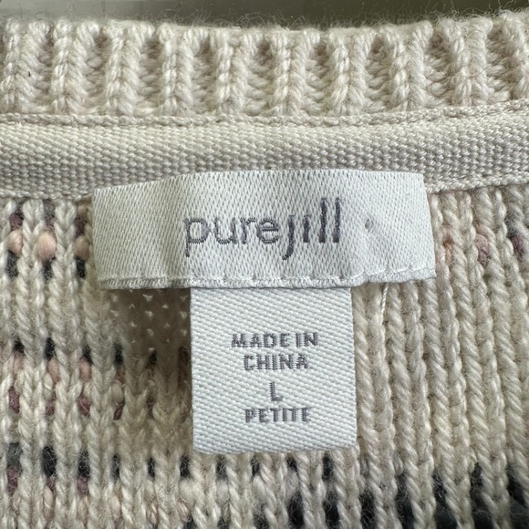 J. Jill Pure Jill Sz Large Petite Cream Multicolored Intarsia Sweater - Picture 4 of 5